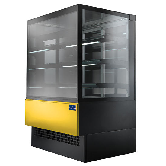 Virtus & Mastro refrigerated display case with 3 shelves and straight front glass, fan-assisted cooling, +4°/+8°C, W=905 mm - RAL9005