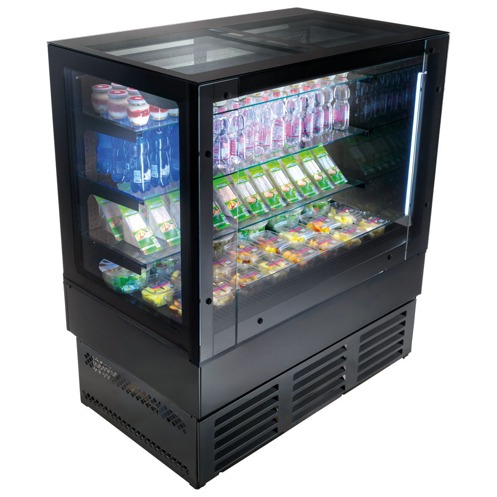 Virtus & Mastro Kühltheke mit 3 Regalböden, Umluft, +3°/+5°C, B=1200 mm - Selbstbedienungsversion - RAL9005