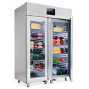 Virtus & Mastro 1400 liter stainless steel refrigerator GN 2/1 with glass doors, -2°/+8°C, 85 mm insulation - WiFi