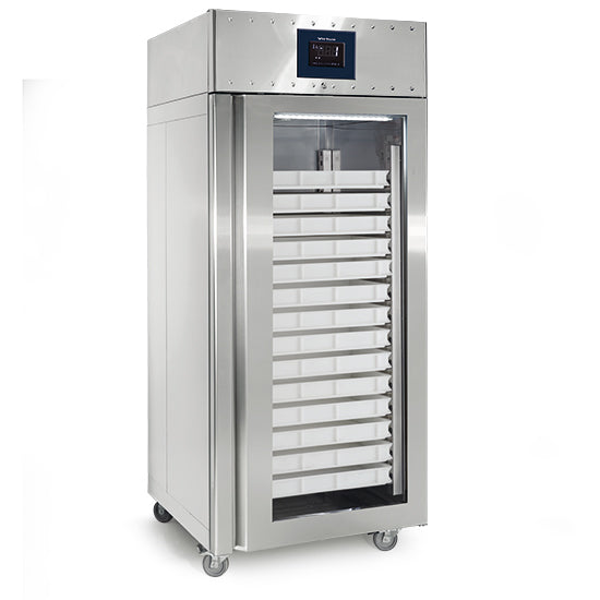 Virtus & Mastro Bäckereikühlschrank 850 Liter aus Edelstahl mit Glastür, 56x 600x400 mm, -2°/+8°C