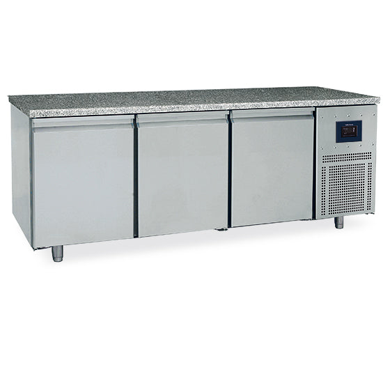 Virtus & Mastro Bäckereikühltisch 3-türig 600x400 mm, Granitarbeitsplatte, -2°/+8°C - WiFi