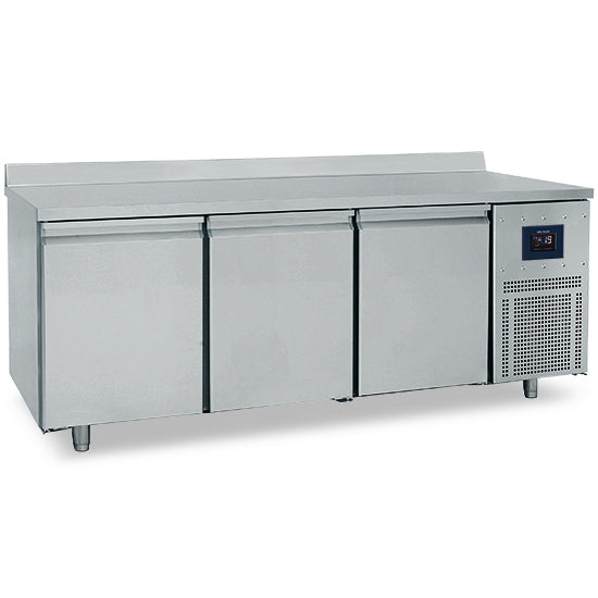 Virtus & Mastro Bäckereitiefkühltisch 3-türig 600x400 mm, Edelstahlarbeitsplatte mit Aufkantung, -10°/-22°C - WiFi