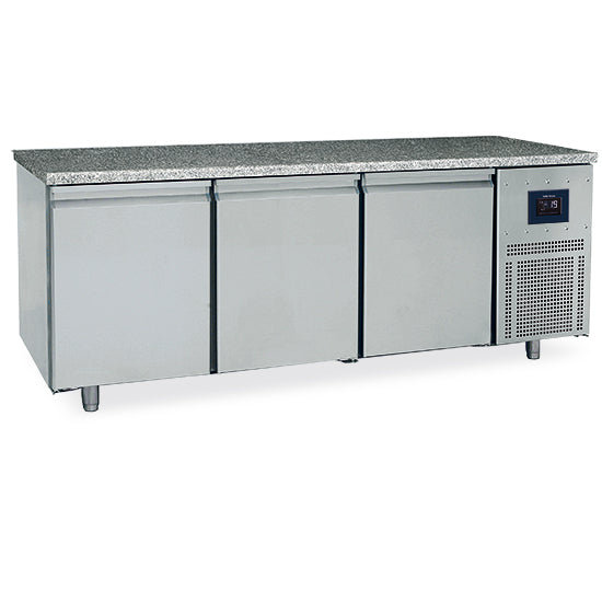 Virtus & Mastro Bäckereitiefkühltisch 3-türig 600x400 mm, Granitarbeitsplatte, -10°/-22°C - WiFi