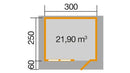 Weka Gartenhaus Blumberg 139, 300x250, Naturbelassen