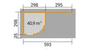 Weka Gartenhaus Winton 213, 601x298, Schwedenrot