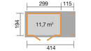 Weka Gartenhaus Bunbury 321, 414x194, Naturbelassen