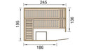 Weka Massivholz-Elementsauna Kemi Eck, 238x188, Glastür