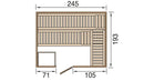 Weka Massivholz-Elementsauna Kemi, 238x188, Glastür