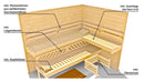 Weka Massivholz-Elementsauna Kemi, 238x188, Glastür