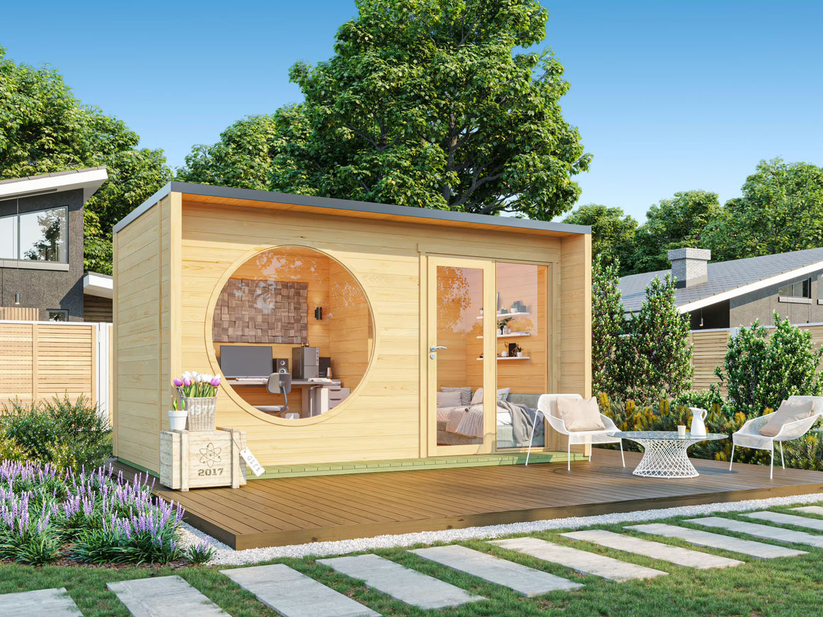Fjordholz Gartenhaus Modell Office Box Größe M natur