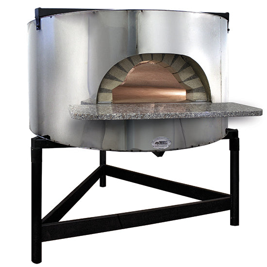 Virtus & Mastro wood-fired pizza oven with stainless steel facade, baking plate ø 1300 mm, capacity 6/7 pizzas