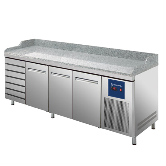Virtus & Mastro Pizzatisch mit 3 Türen 600x400 mm, 7 Schubladen 600x400 mm