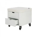 Soleni Cosy Kosmetik- und Pedikürhocker mit Schubladen  weiß, PU-Bezug