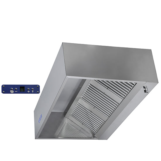 Virtus & Mastro wall-mounted extractor hood in box shape with motor, lighting and speed control, 2000x1400 mm