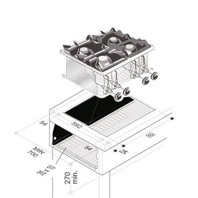 AfG Berlin Droga61 Drop-in-4 Flammen Gasherd