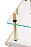 Soleni Beistelltisch Luxury 2 weiß Gold Edition 999er Feingold