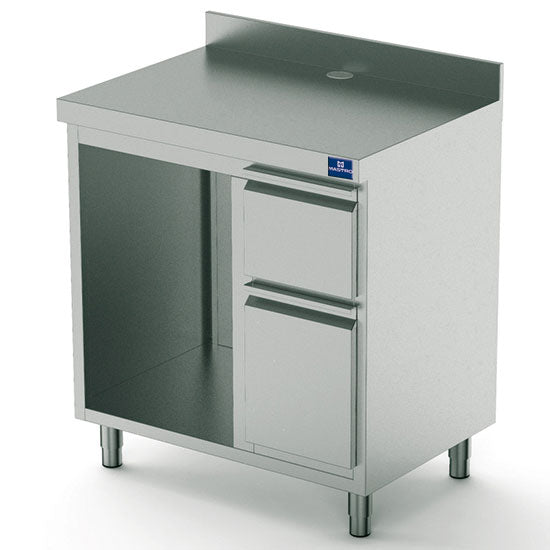 Virtus & Mastro Bancone macchina da caffè 1000x700 mm con cassetto, cassetto battifondi, pattumiera, 1 vano per attrezzature