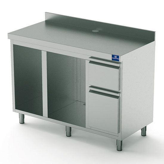 Virtus & Mastro Bancone macchina caffè 1500x700 mm con cassetto, cassetto battifondi, pattumiera, 2 vani per attrezzature