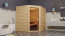 Karibu Massivholzsauna "Sauna Mila 6" 4 Personen 9 kW Bio-Kombi Ofen + Steuergerät HUUM WIFI