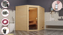 Karibu Massivholzsauna "Sauna Mila 6" 4 Personen 9 kW Bio-Kombi Ofen + Steuergerät HUUM WIFI