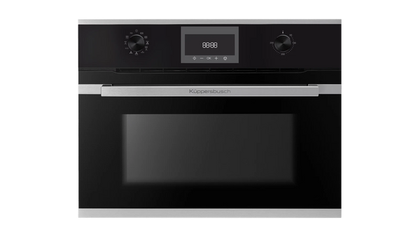 Kueppersbusch Compact-Mikrowellen-BO, Schwarz, Glasblende, ohne Designkit, Drehknebel, 8+3 Fkt.