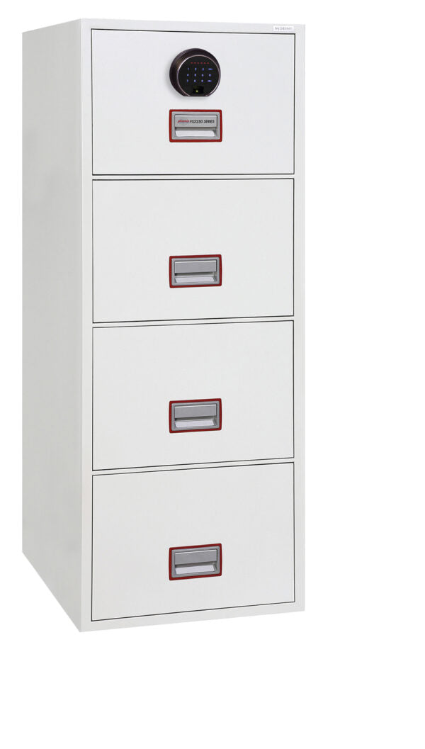 Phoenix World Class Vertical Fire File FS2254F 4-Schubladen-Akteneinrichtung mit Fingerabdruckschloss