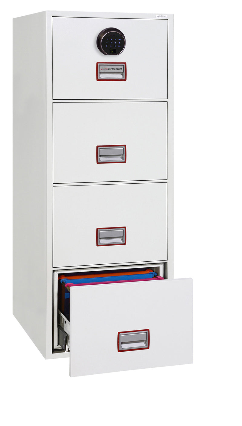 Phoenix World Class Vertical Fire File FS2254F 4-Schubladen-Akteneinrichtung mit Fingerabdruckschloss
