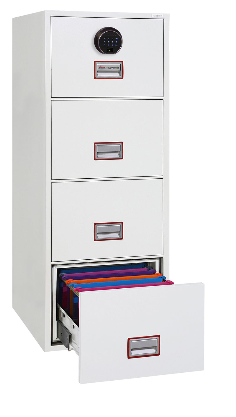 Phoenix World Class Vertical Fire File FS2254F 4-Schubladen-Akteneinrichtung mit Fingerabdruckschloss