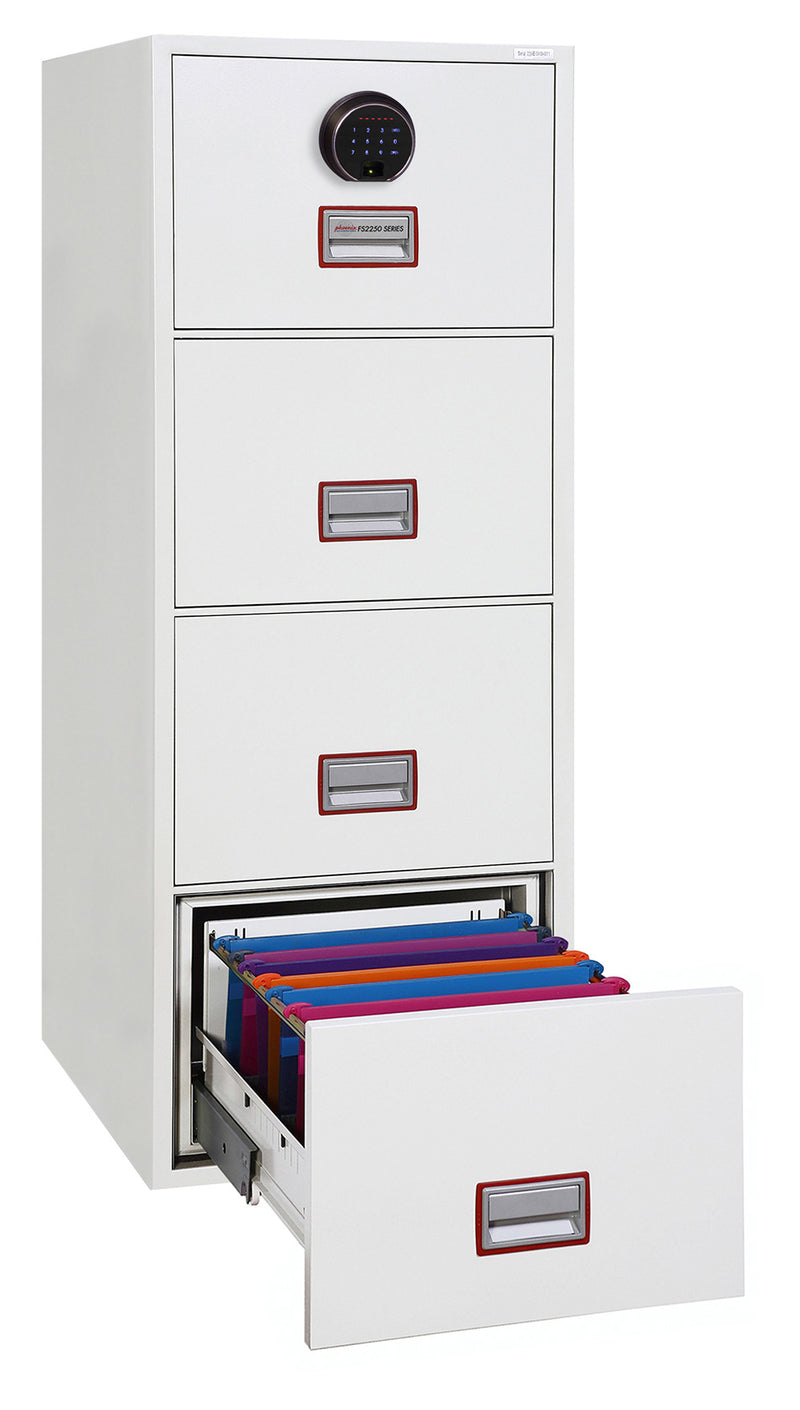 Phoenix World Class Vertical Fire File FS2254F 4-Schubladen-Akteneinrichtung mit Fingerabdruckschloss