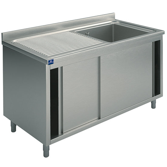 Virtus & Mastro Spülschrank, 1 Becken, Tropftasse links, mit Schiebetüren, 1200x700 mm
