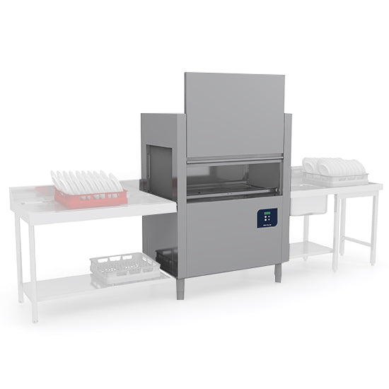 Virtus & Mastro Korbtransportmaschine mit Wasch- und Nachspülzone, Korb 50x50 cm - max. H=45 cm, 160 Körbe/ Stunde