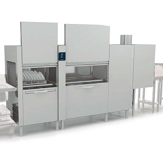 Virtus & Mastro Korbtransportmaschine mit Vorwasch-, Wasch- und 2-fach Nachspülzone, 270 Körbe/ Stunde