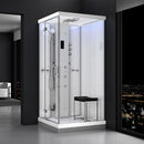 Mazur MUE-H1000-12L LINKS WEISS Duschkabine mit Hydromassage und Dampfsauna 100 x 100 x 217 cm