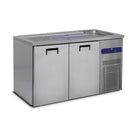 Comptoir de distribution de bière Virtus & Mastro avec 1 évier à droite et 2 portes pour fûts de bière de 50 litres