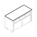 Meuble de bureau Virtus & Mastro Neutral à 3 tiroirs horizontaux, portes coulissantes, sans crédence, 1400 x 600 mm