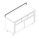 Virtus & Mastro Neutraler Arbeitsschrank mit 4 horizontale Schubladen, mit Schiebetüren und Aufkantung, 1800x600 mm