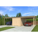 Massive Fjord Wood Double Carport with Storage Room Model Hans 44