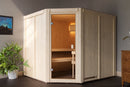 Karibu Innensauna "Sauna Hannah 4" 5 Personen 9 kW Bio-Kombi Ofen + Steuergerät HUUM WIFI