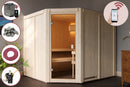 Karibu Innensauna "Sauna Hannah 4" 5 Personen 9 kW Bio-Kombi Ofen + Steuergerät HUUM WIFI