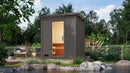 Karibu Mini Gartensauna "Saunahaus Hytti 1 Exclusive terragrau / + Ofen und HUUM WIFI Steuergerät Sparset " 3 Personen