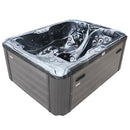 Hydrosan Garten-Whirlpool-Badewanne Spa 102 Schwarz Ozeanwelle Graue Holzabdeckung 210x160 cm