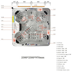 Hydrosan Garten-Whirlpool-Badewanne Spa703A Weißperle Kaffeegehäuse 230x230 cm – Vorschau 16
