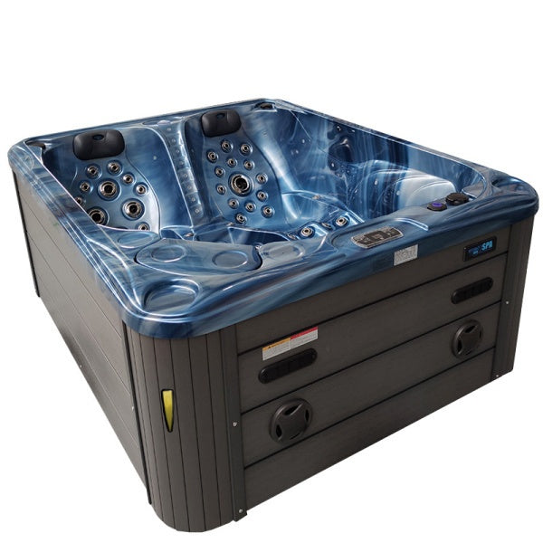 Hydrosan Garten-Whirlpool-Badewanne Spa705 Blau Ozeanwelle Grau Gehäuse 210x170 cm)