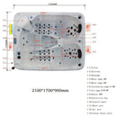 Hydrosan Garten-Whirlpool-Badewanne Spa705 Blaue Ozeanwelle Anthrazit Gehäuse 210x170 cm