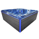 Hydrosan Garten-Whirlpool-Badewanne 746 Blaue Ozeanwelle Graue Holzabdeckung F21 230x230 cm