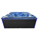 Hydrosan Garten-Whirlpool-Badewanne 746 Blaue Ozeanwelle Graue Holzabdeckung F21 230x230 cm