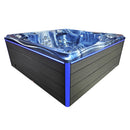 Hydrosan Garten-Whirlpool-Badewanne 746 Blaue Ozeanwelle Graue Holzabdeckung F21 230x230 cm