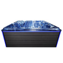 Hydrosan Garten-Whirlpool-Badewanne 746 Blaue Ozeanwelle Graue Holzabdeckung F21 230x230 cm