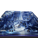 Hydrosan Garten-Whirlpool-Badewanne 746 Blaue Ozeanwelle Graue Holzabdeckung F21 230x230 cm