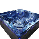 Hydrosan Garten-Whirlpool-Badewanne 746 Blaue Ozeanwelle Graue Holzabdeckung F21 230x230 cm